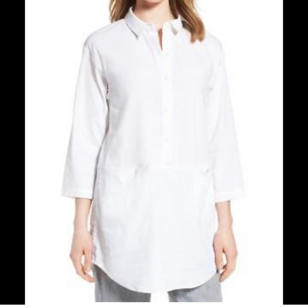 Eileen Fisher Classic Collar Tunic Shirt Size M